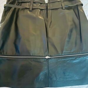 Danier Dark Leather Pencil Skirt with Belted Waist